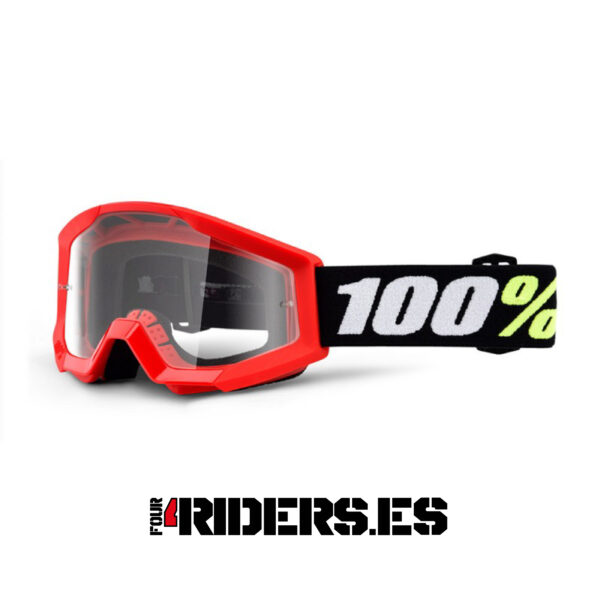 MÁSCARA 100% STRATA YOUTH ROJA (LENTE TRANSPARENTE)