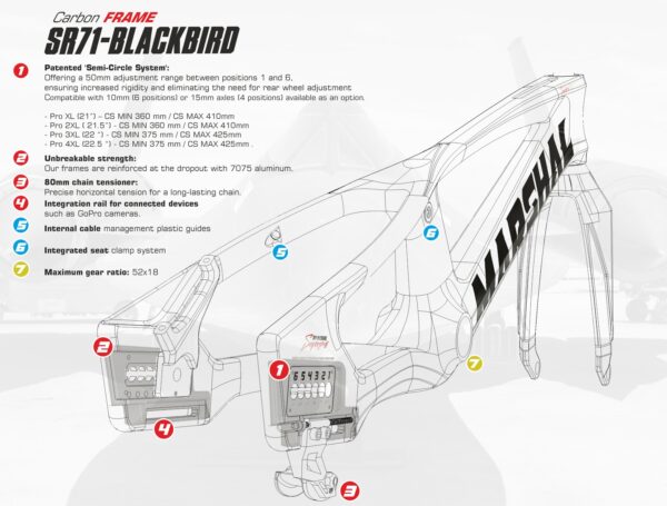 CUADRO Y HORQUILLA CARBONO MARSHAL SR71-BLACKBIRD GRIS - Imagen 2