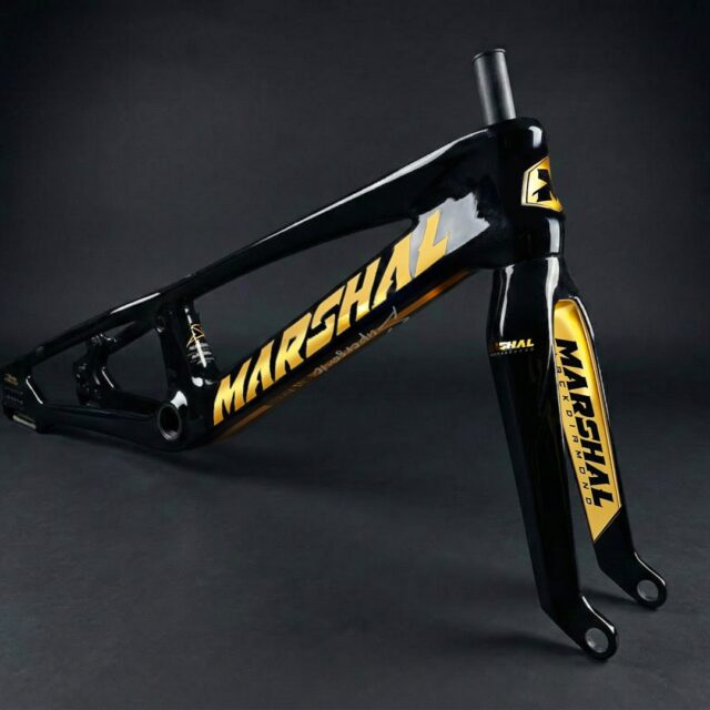 CUADRO Y HORQUILLA CARBONO MARSHAL SR71-BLACKBIRD NEGRO DORADO