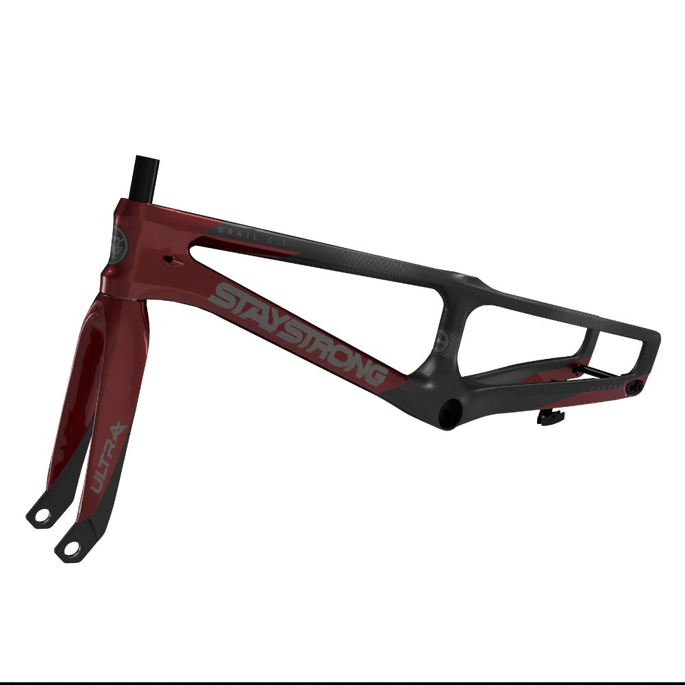 CUADRO Y HORQUILLA CARBONO BMX STAY STRONG C.1 BURDEOS/NEGRO MATE - Imagen 2
