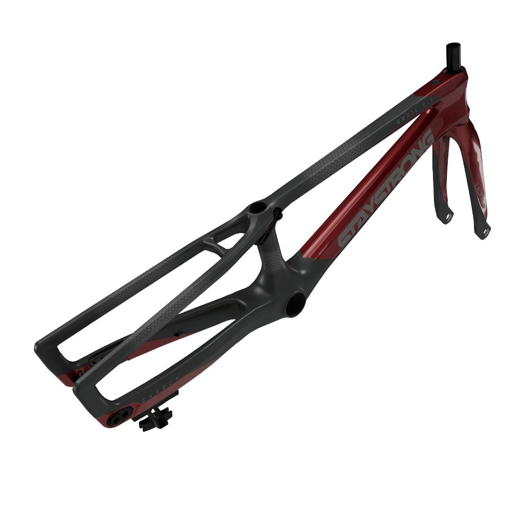 CUADRO Y HORQUILLA CARBONO BMX STAY STRONG C.1 BURDEOS/NEGRO MATE - Imagen 3
