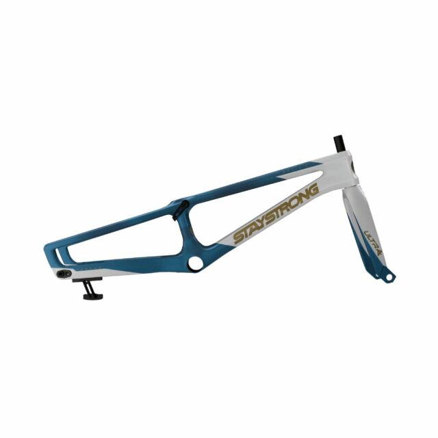CUADRO Y HORQUILLA CARBONO BMX STAY STRONG C.1  BLANCO/MATE/ AZUL MARINO